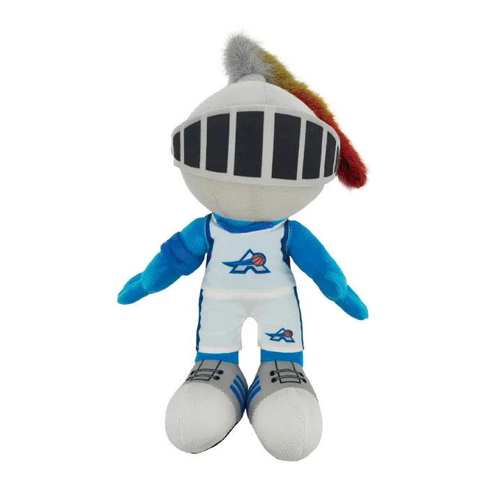 Muñeco de peluche del caballero de los Astros, con casco, penacho de colores y uniforme blanco y azul