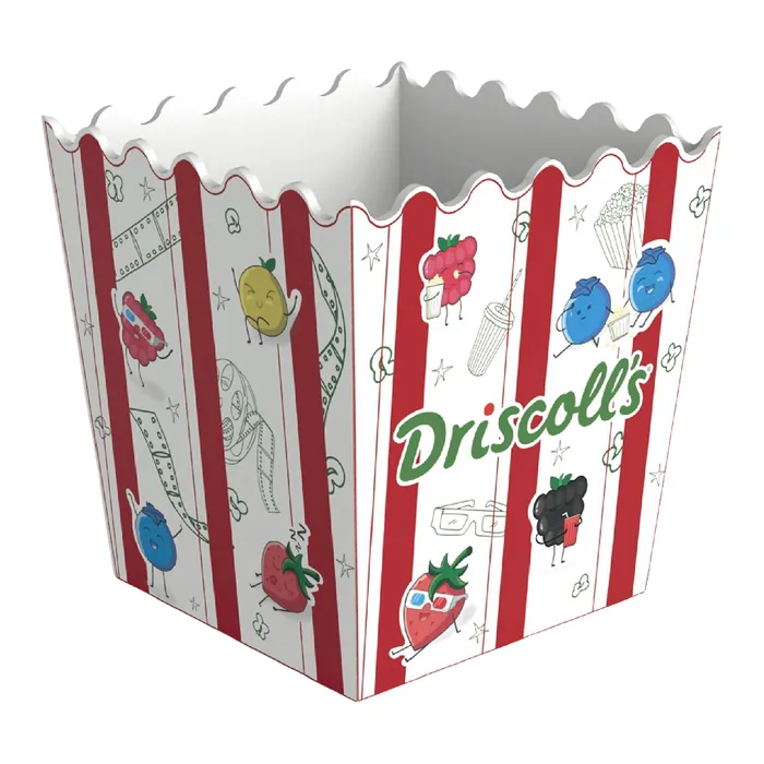 Cubeta para palomitas de rayas rojas y blancas con personajes de Driscoll's
